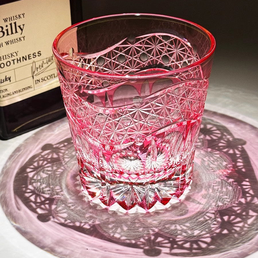 Edo Kiriko Handcrafted Ruby Prism Whisky Glass Goglasscup