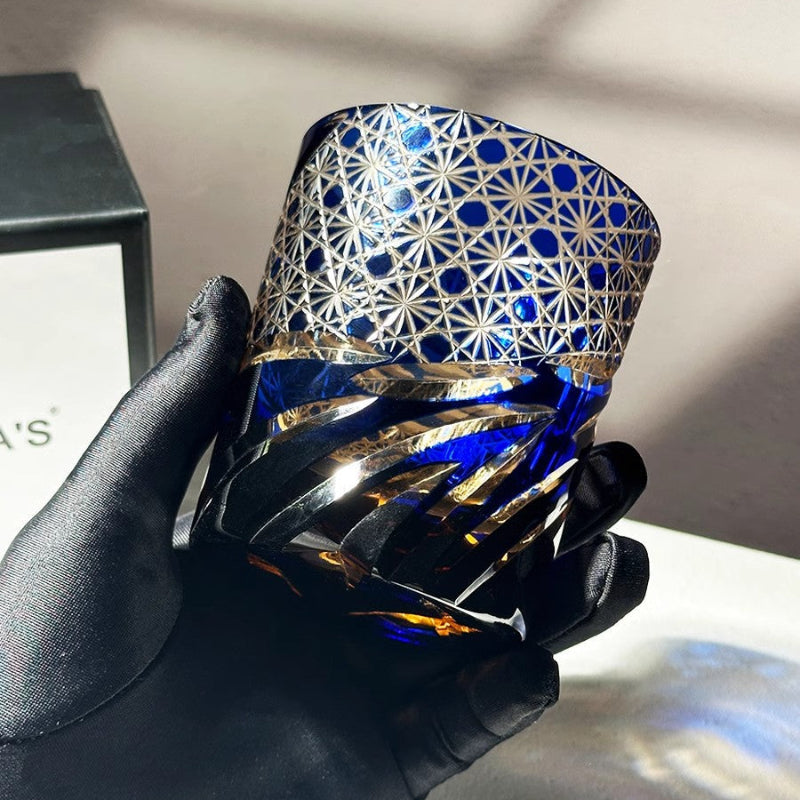 VIANASA'S Blue Eye Dragon Scale Edo Kiriko Whiskey Glass Goglasscup