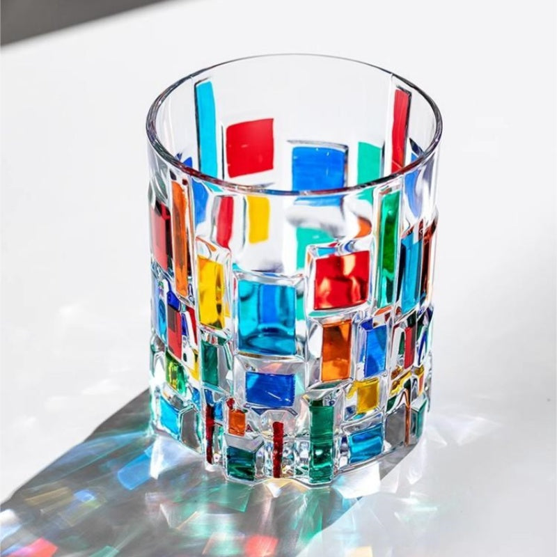 ZECCHIN Colored Glass Whiskey Colorful Van Gogh Pattern Glass