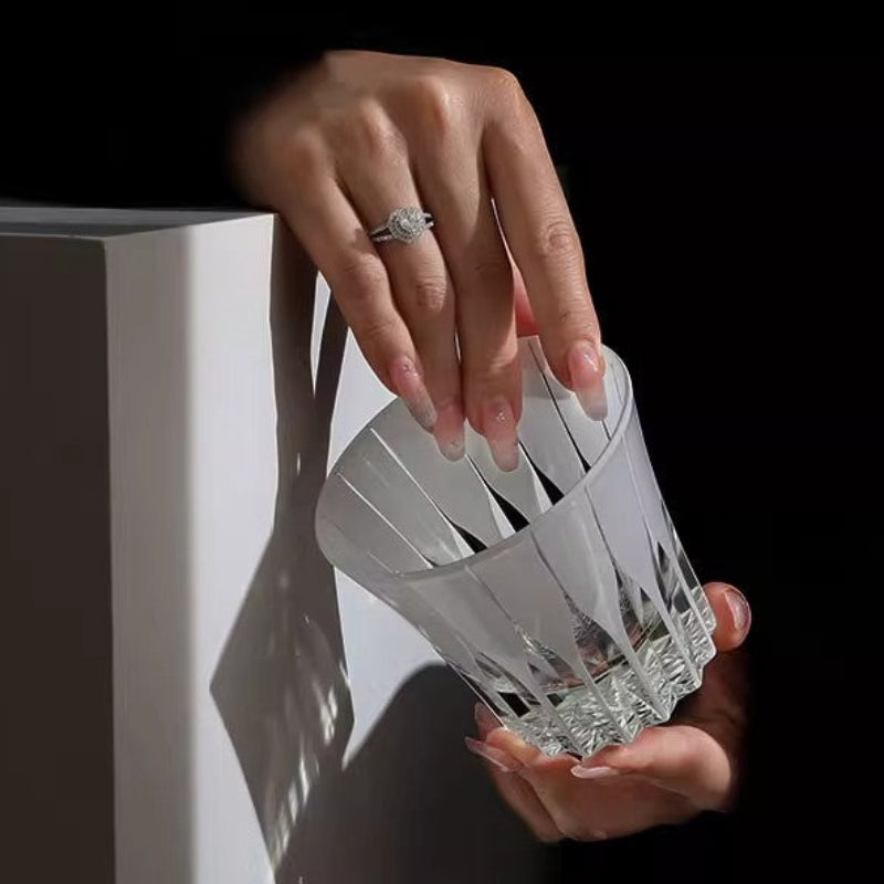 GoGlasscup Vintage White Star-shaped Wabi-sabi Edo Kiriko Whiskey Glass Goglasscup