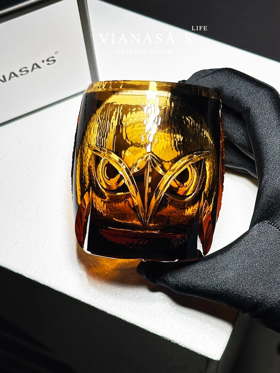 VIANASA'S Edo Kiriko Owl Whiskey Glass - Goglasscup