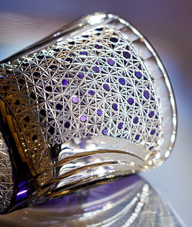 Edo Kiriko Handcrafted Kuro Tora Whisky Glass With Wooden Box