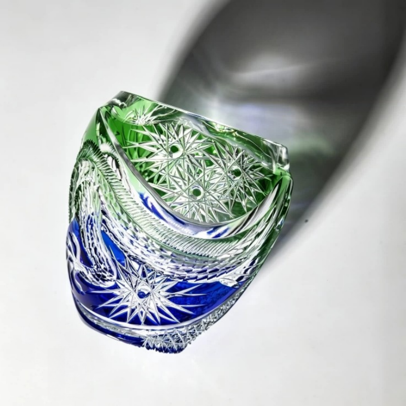 Dual-Color Dragon Edo Kiriko Crystal Whiskey Glass