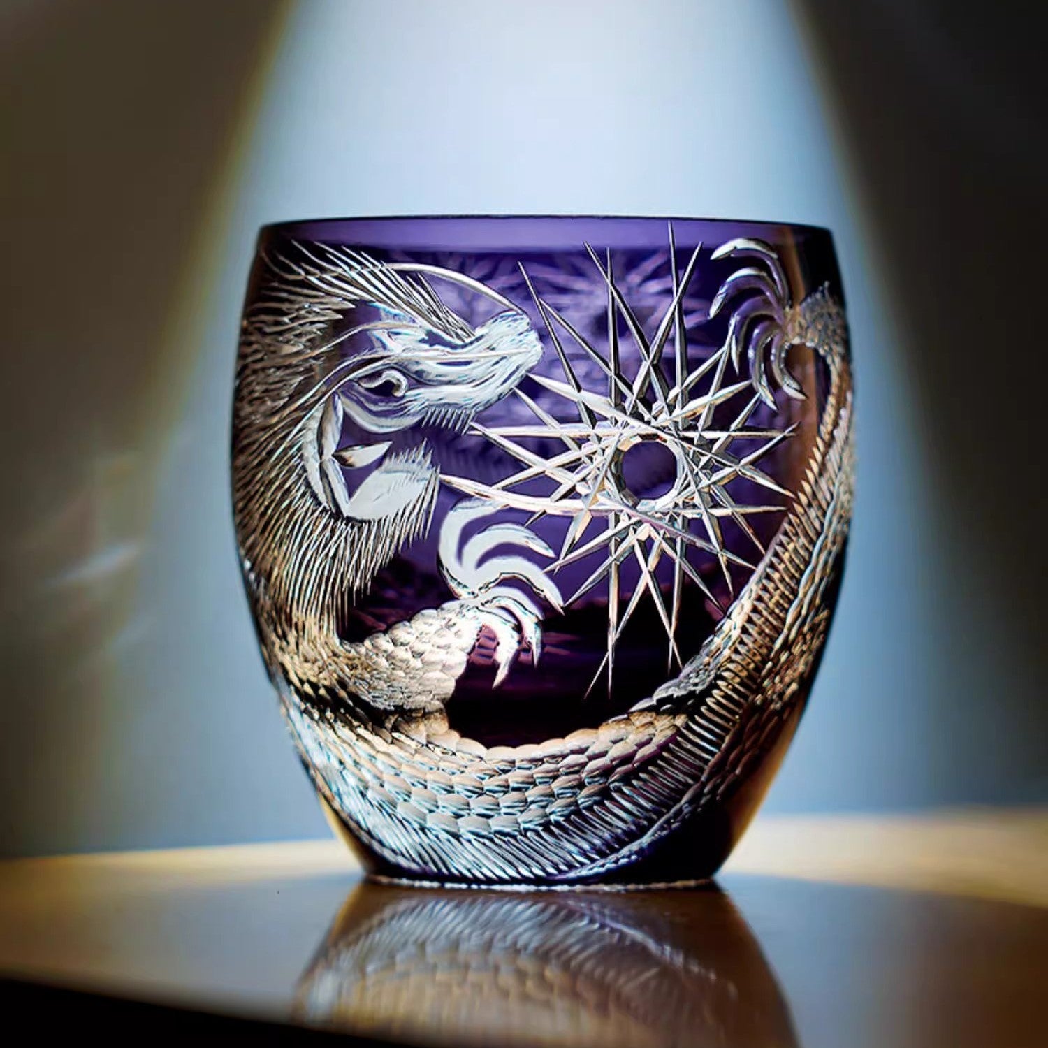 GOGLASSCUP Twilight Purple Dragon Whiskey Glass - Goglasscup