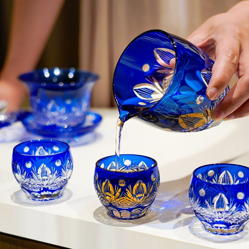 Blue Chrysanthemum Handcrafted Tea Set