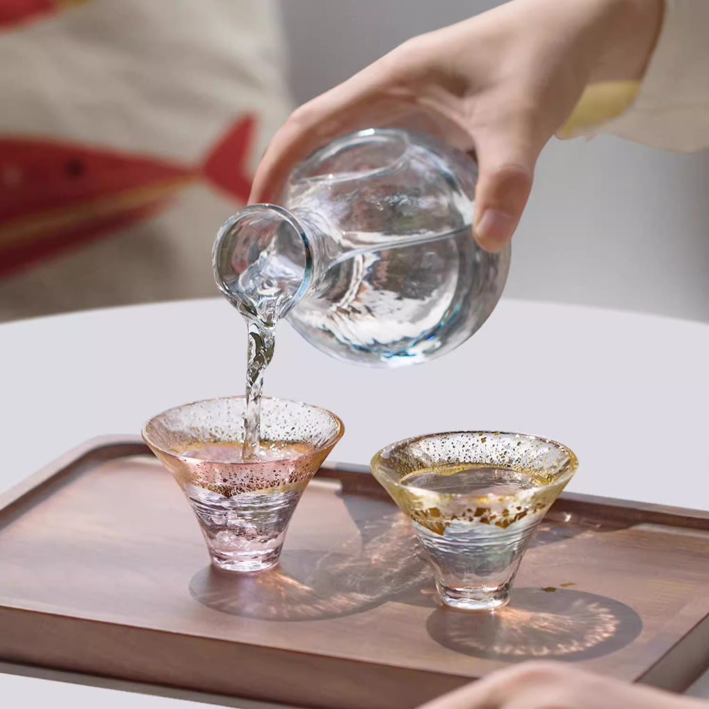 Toyo Sasaki Handcrafted Kinka & Sakura Fuji Glass Set