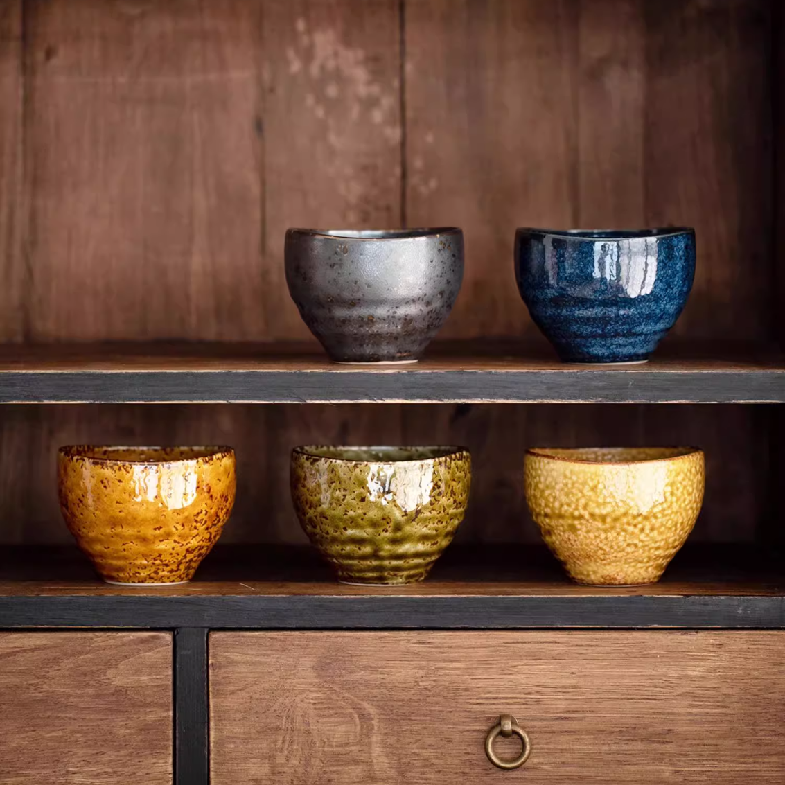 Mino Ware Autumn Harmony Tea Cup Set of Five