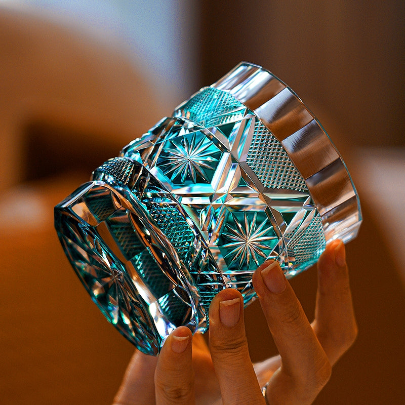 Edo Kiriko Handcrafted Kiku Suji Whiskey Glass GoGlassCup