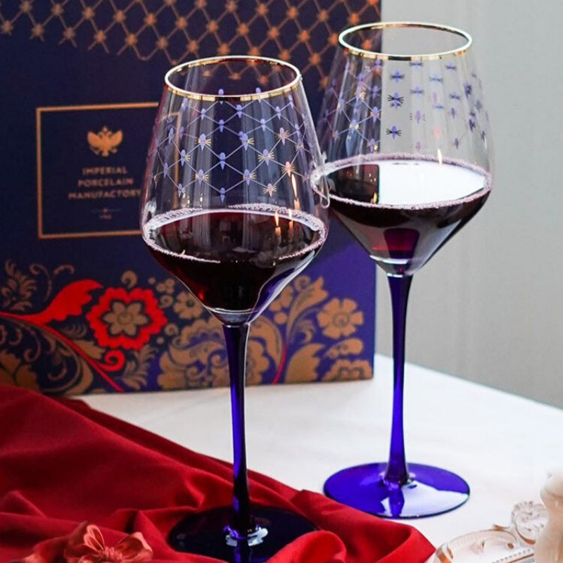 LOMONOSOV Cobalt Blue Mesh Wine Glasses
