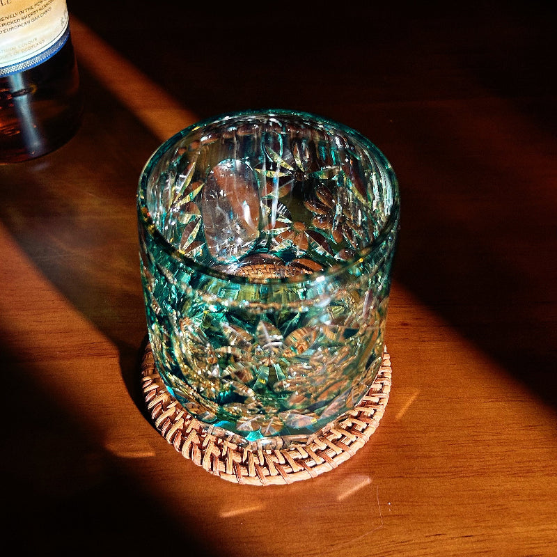 Edo Kiriko Handcrafted Seika Kasane Whisky Glass With Wooden Box