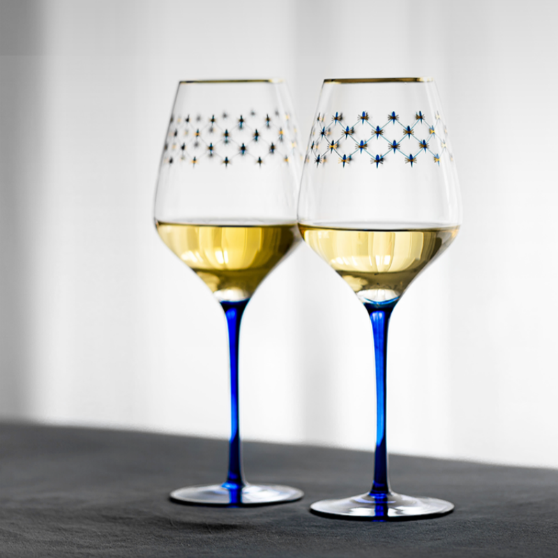 LOMONOSOV Cobalt Blue Mesh Wine Glasses