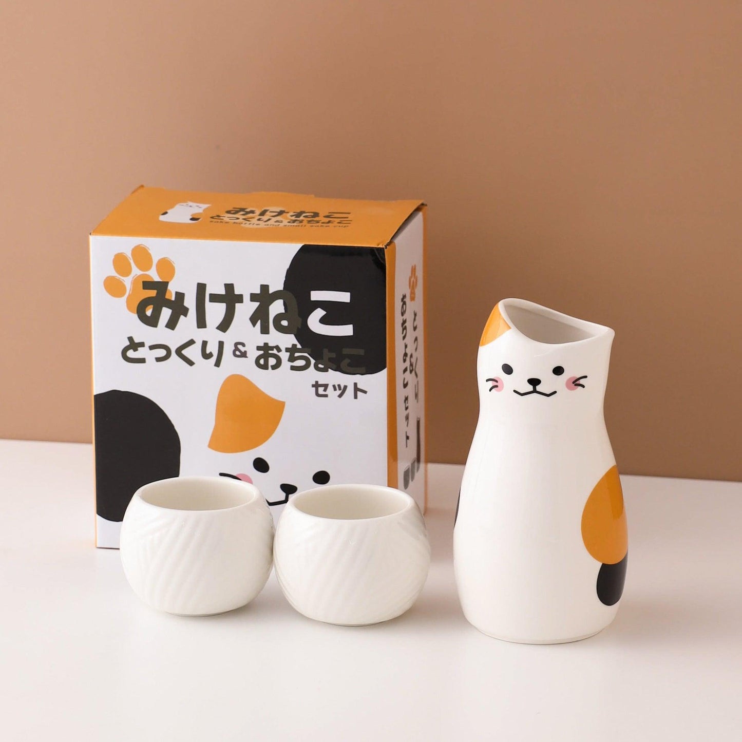 Japanese Ceramic Kitten Sake Sets
