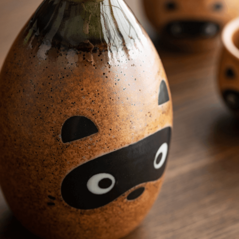 Japanese Ceramic Tanuki (Raccoon) Sake Set