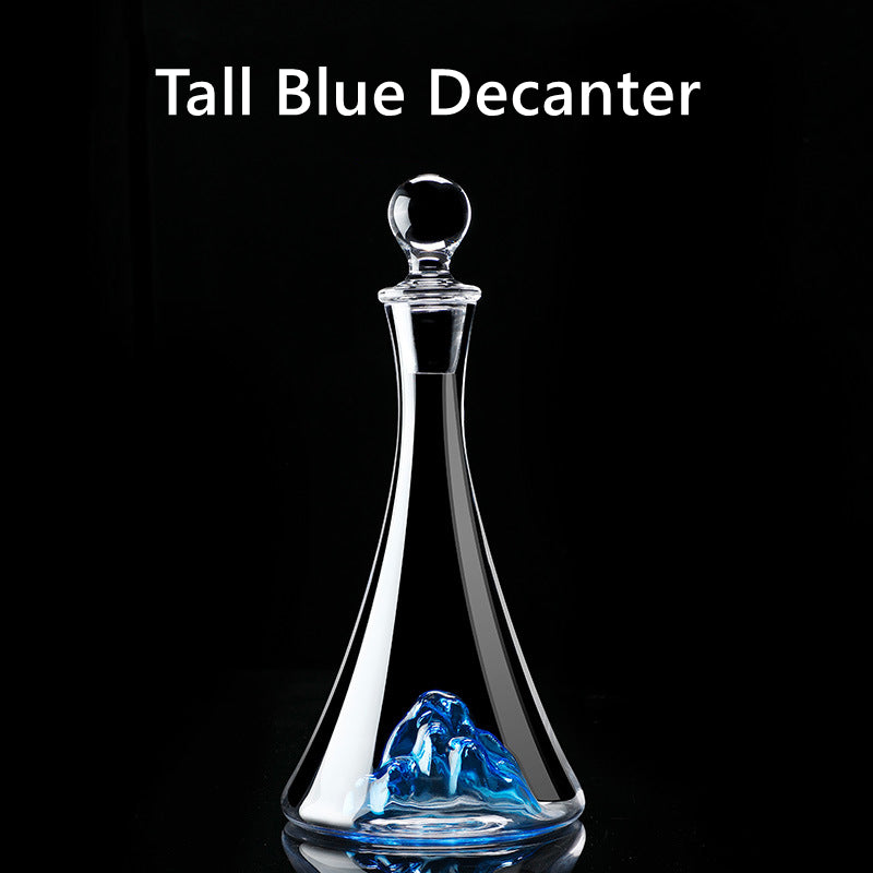 Handcrafted Blue Stem Burgundy Wine Glass With Blue Mountain Wine Decanter Sets