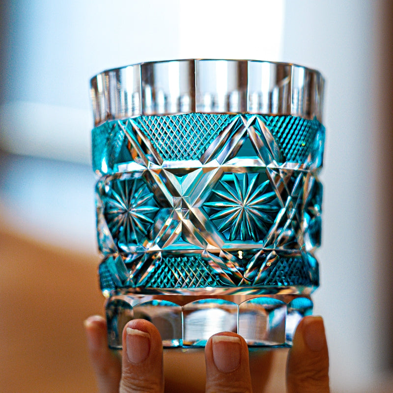 Edo Kiriko Handcrafted Kiku Suji Whiskey Glass GoGlassCup