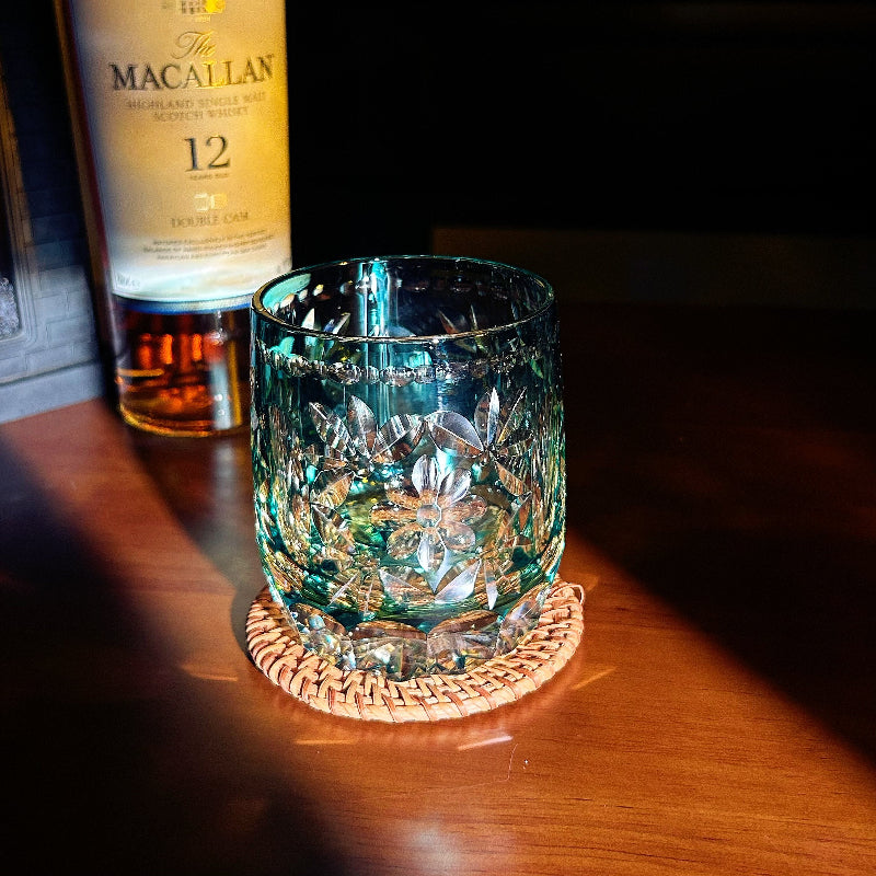 Edo Kiriko Handcrafted Seika Kasane Whisky Glass With Wooden Box