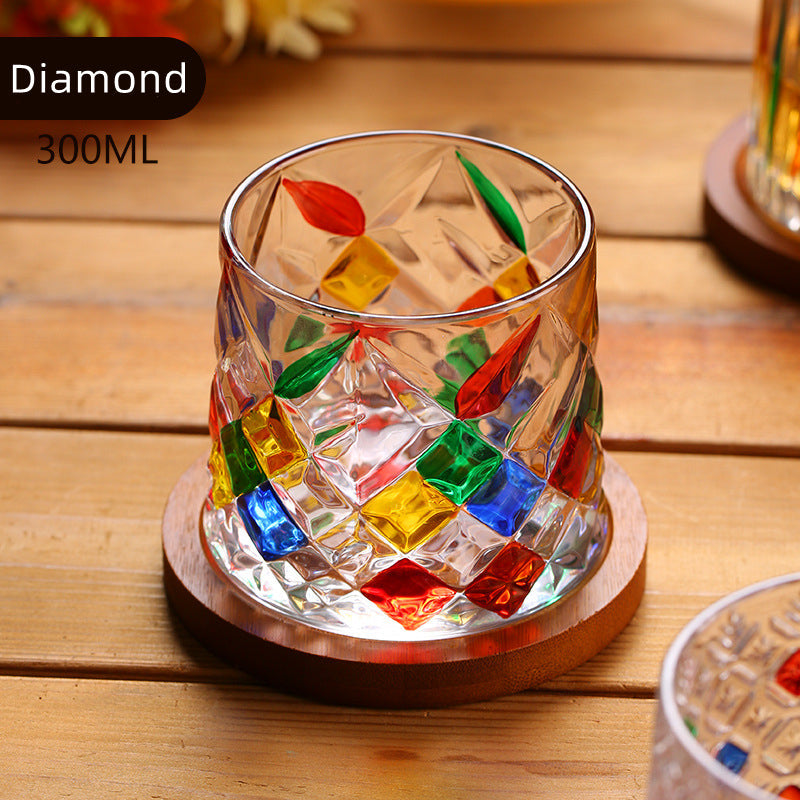 WOOCH Rotating Multi Color Stained Whisky Glass With Gift Box