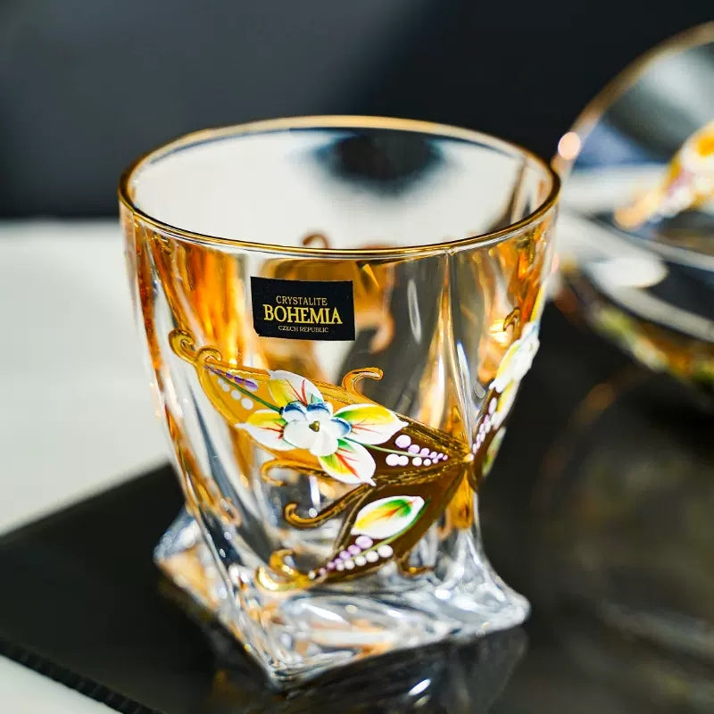 Bohemia Crystalite Butterfly Whisky Decanter Set