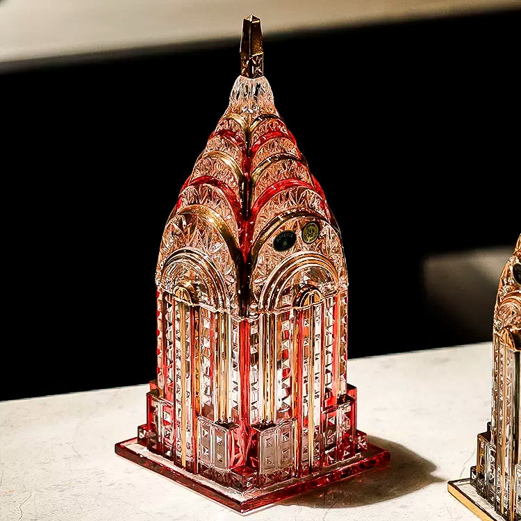 bohemia crystal プラハ城　置物 Bohemia Gold Trimmed Crystal Castle Keepsake Box