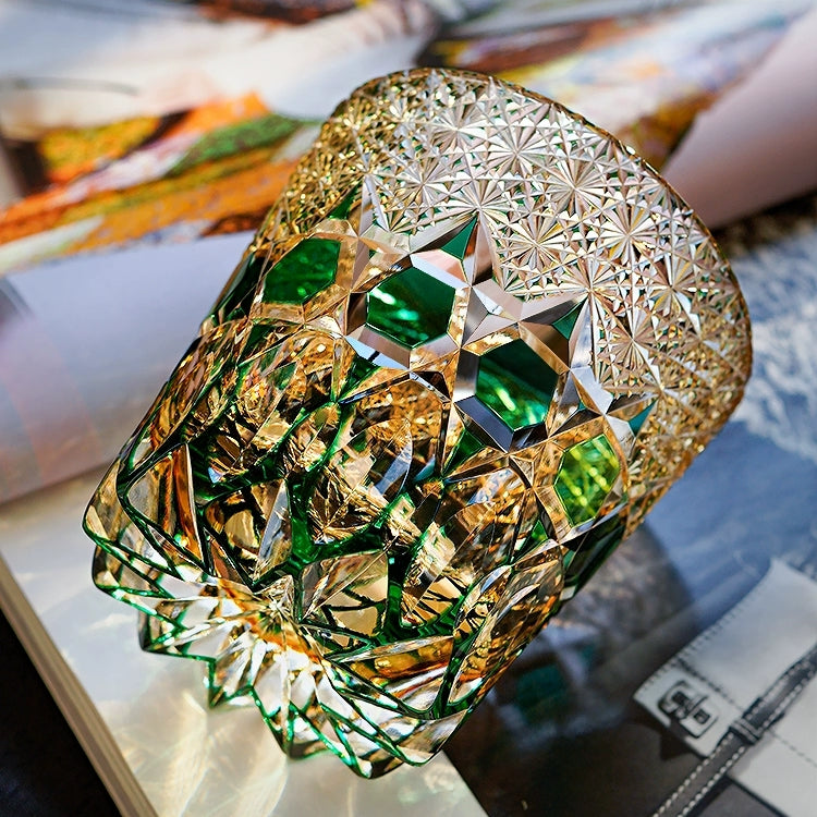 Edo Kiriko Handcrafted Emerald Fluorite Whiskey Glass GoGlassCup