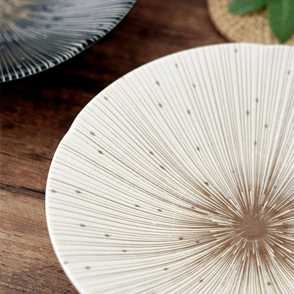 Handcrafted Japanese Mino Ware Ceramic Wrinkled Plates