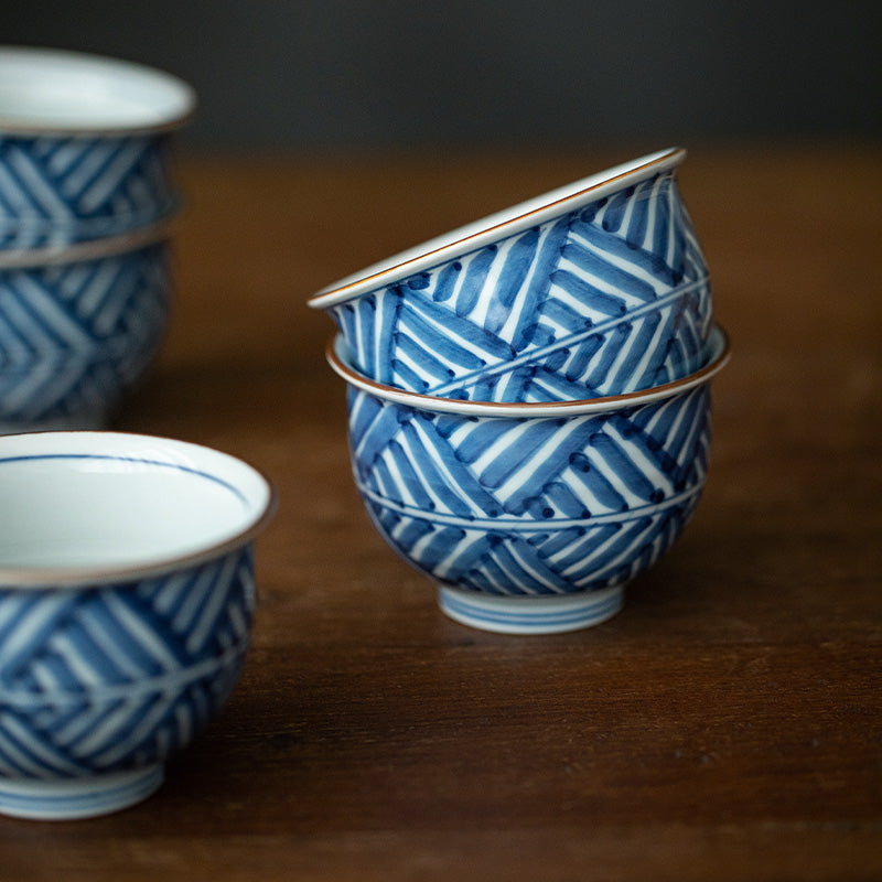 Hasami Ware Handcrafted Ruriei no Tori Tea Cup Set of Five
