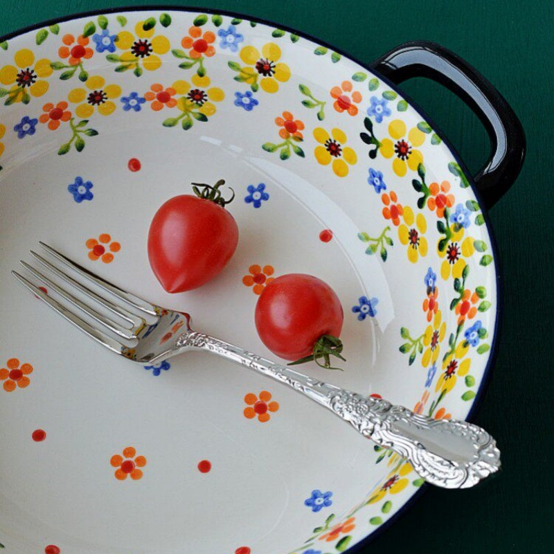 Polish Style Double-Handle Ceramic Serving Bowl
