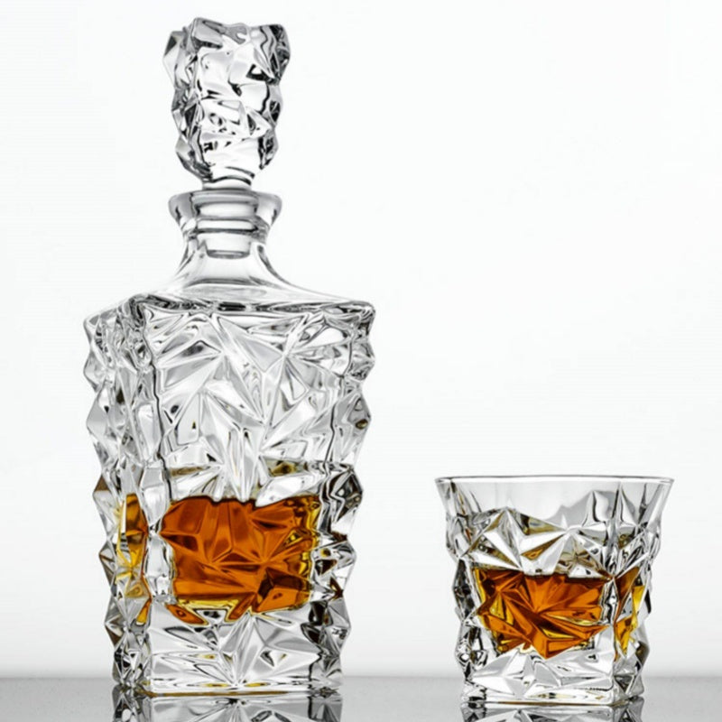 BOHEMIA GLACIER Crystal Whisky Decanter Set