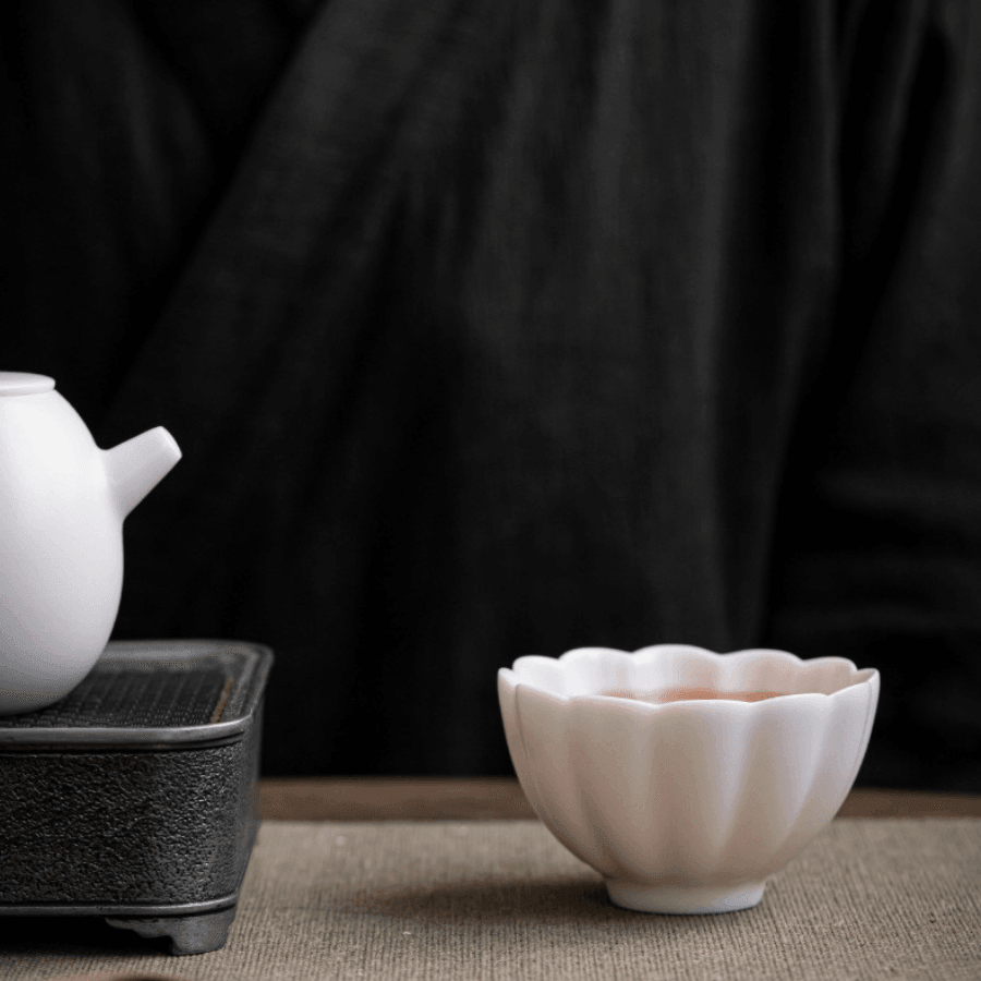 Handcrafted Ceramic Tea Cup With Embedded Ceramic Rose