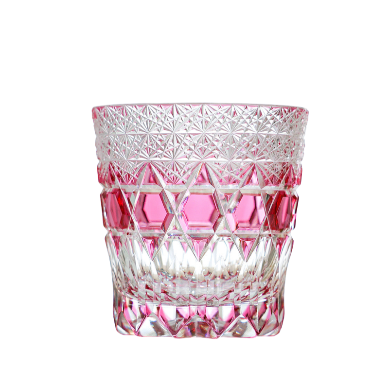 Edo Kiriko Handcrafted Rose Fluorite Whiskey Glass GoGlassCup