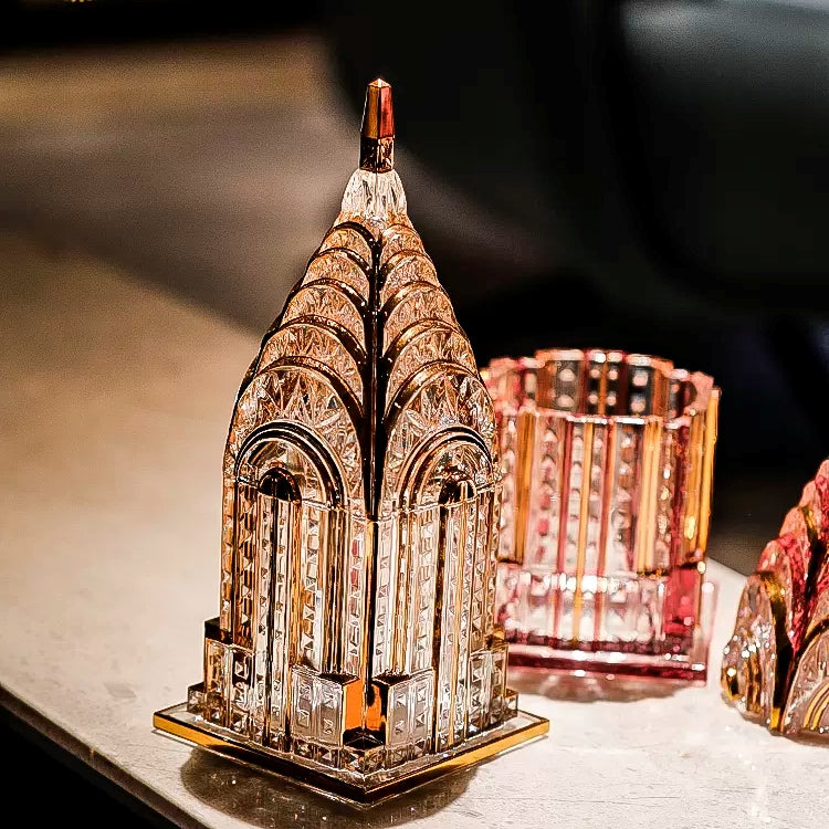 bohemia crystal プラハ城　置物 Bohemia Gold Trimmed Crystal Castle Keepsake Box