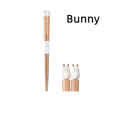 GoGlassCup Japanese Handcrafted Pet Sculpture Wooden Children's Chopsticks - Goglasscup