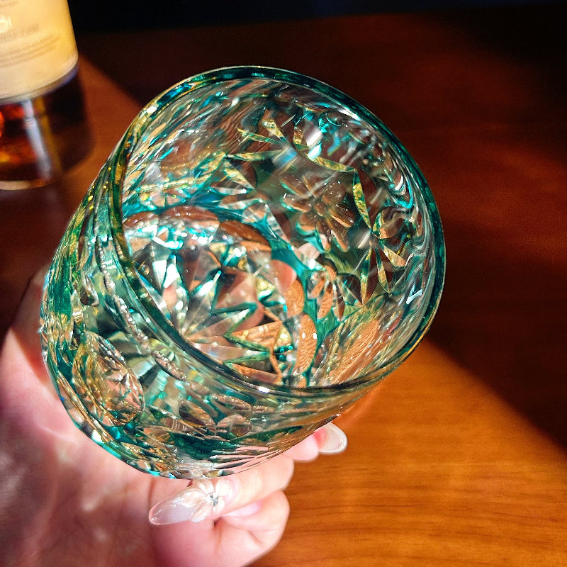 Edo Kiriko Handcrafted Seika Kasane Whisky Glass With Wooden Box