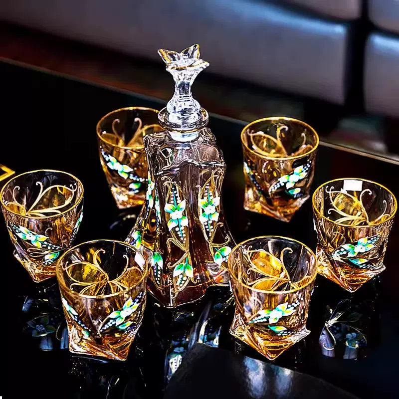 Bohemia Crystalite Butterfly Whisky Decanter Set