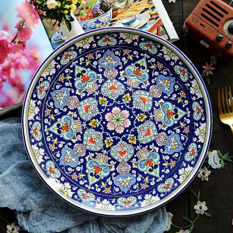 Central Asian Exotic Ceramic Tableware - Gulina Floral Dinner Plate