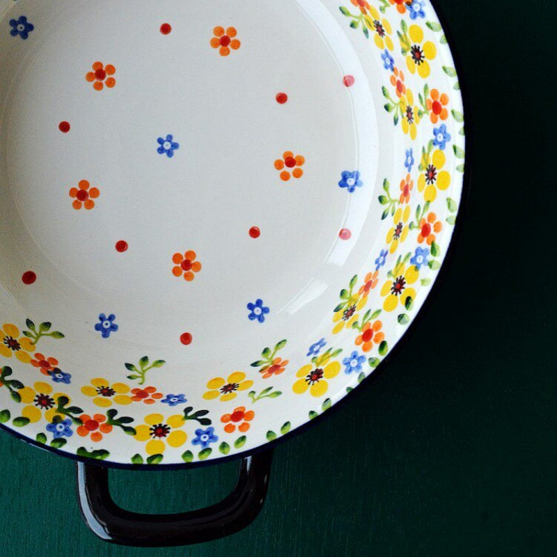 Polish Style Double-Handle Ceramic Serving Bowl
