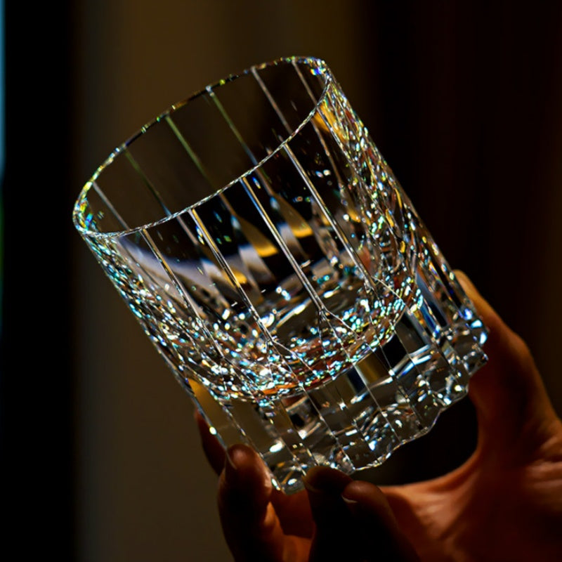 Edo Kiriko Handcrafted Crystal Royale Iridescent Whisky Glass with Wooden Box