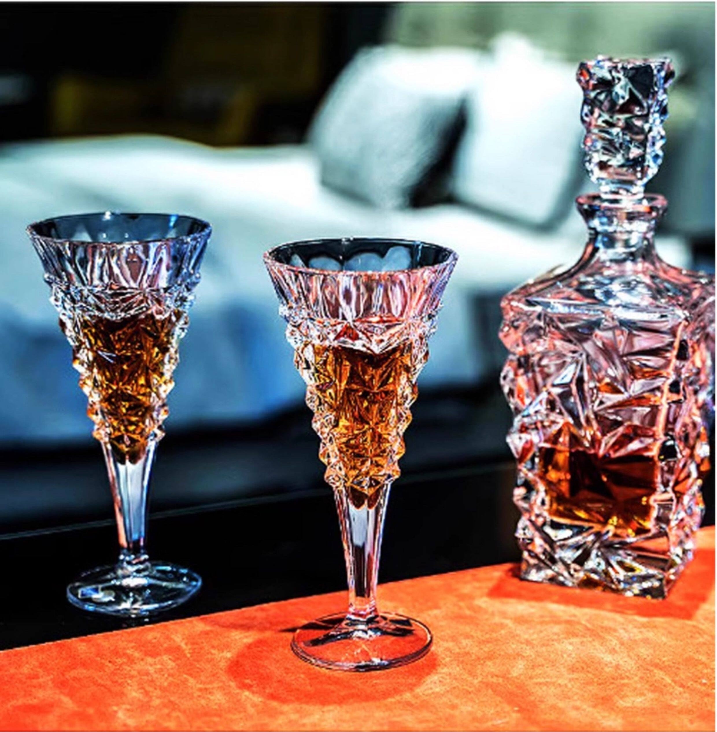 Bohemia GLACIER Champagne Glasses Decanter Gift Set