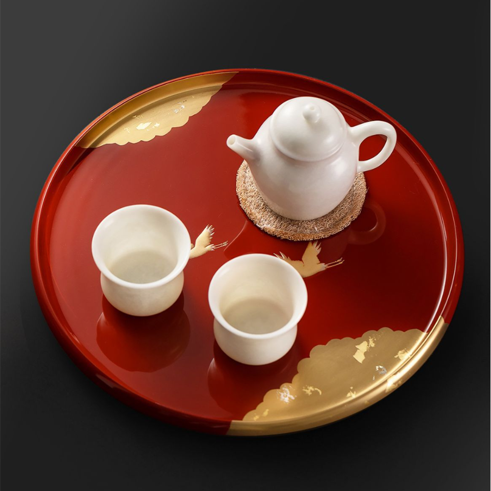 Yamanaka Shikki Circular Cranes Resin Tray