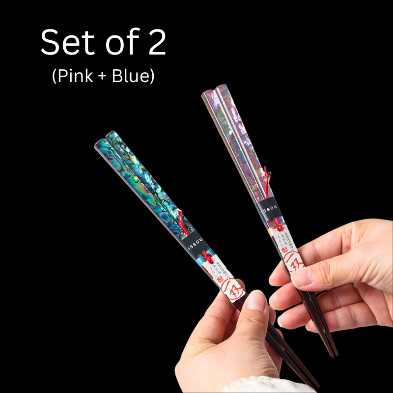 ISSOU Japanese Handcrafted Mother of Pearl Chopsticks Set Goglasscup