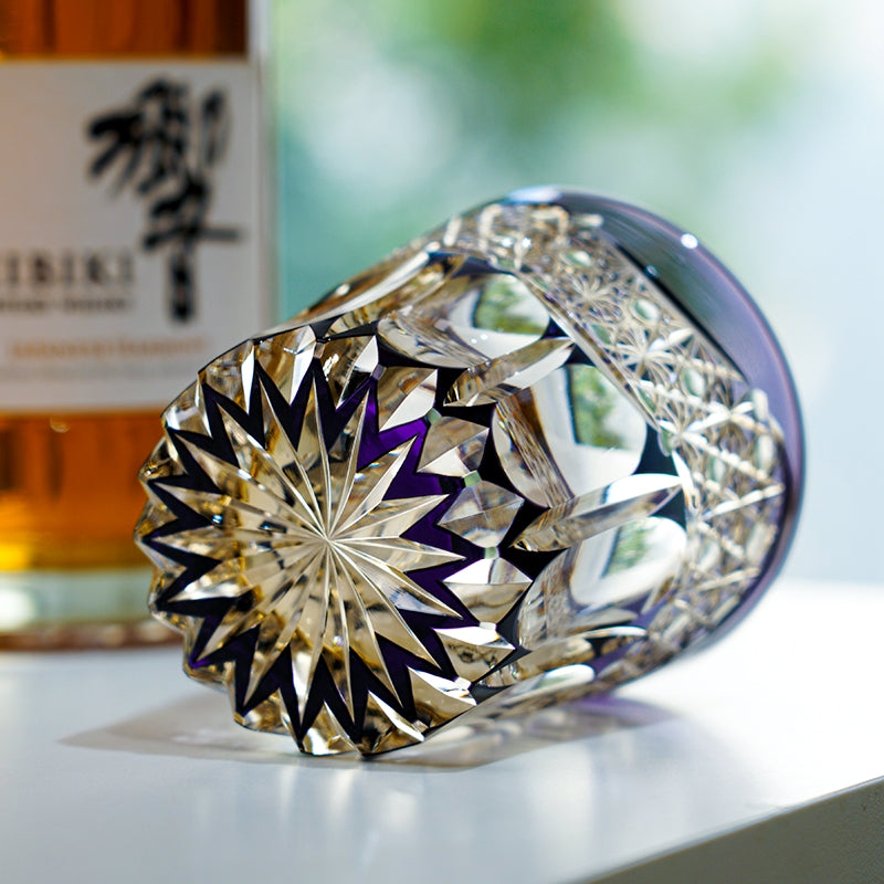 Edo Kiriko Handcrafted Amethyst Prism Whiskey Glass GoGlassCup