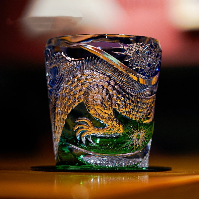 Edo Kiriko Handcrafted Kinryu Whisky Glass With Wooden Box