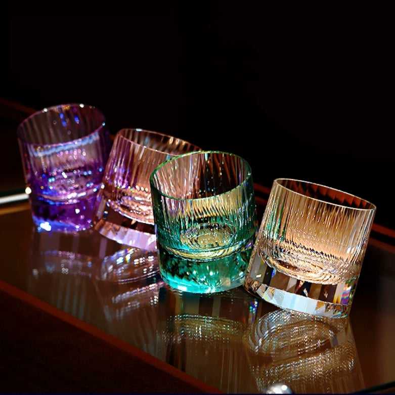 Edo Kiriko Diamond Cut Rotating Crystal Whisky Glass Collection