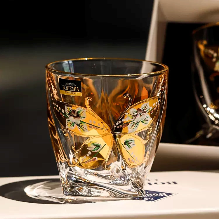 Bohemia Crystalite Butterfly Whisky Decanter Set