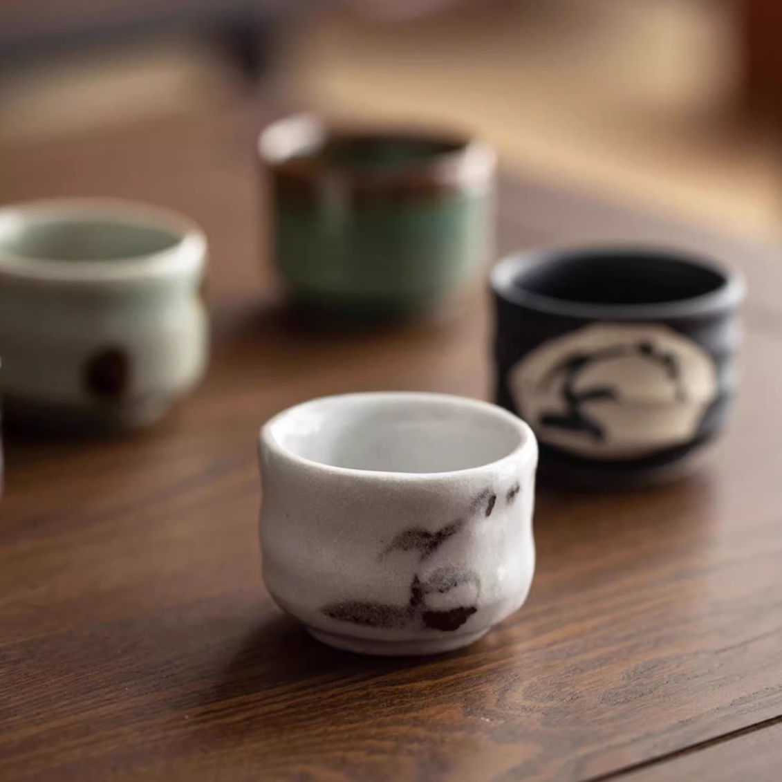 Hatsuichi Mino Ware Handcrafted Yuugiri Ceramic Tea Cups Set