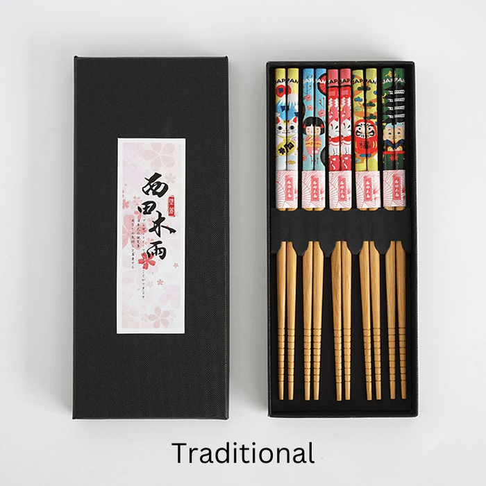 GoGlassCup Mutli-Themed Japanese Bamboo Chopsticks Sets Goglasscup