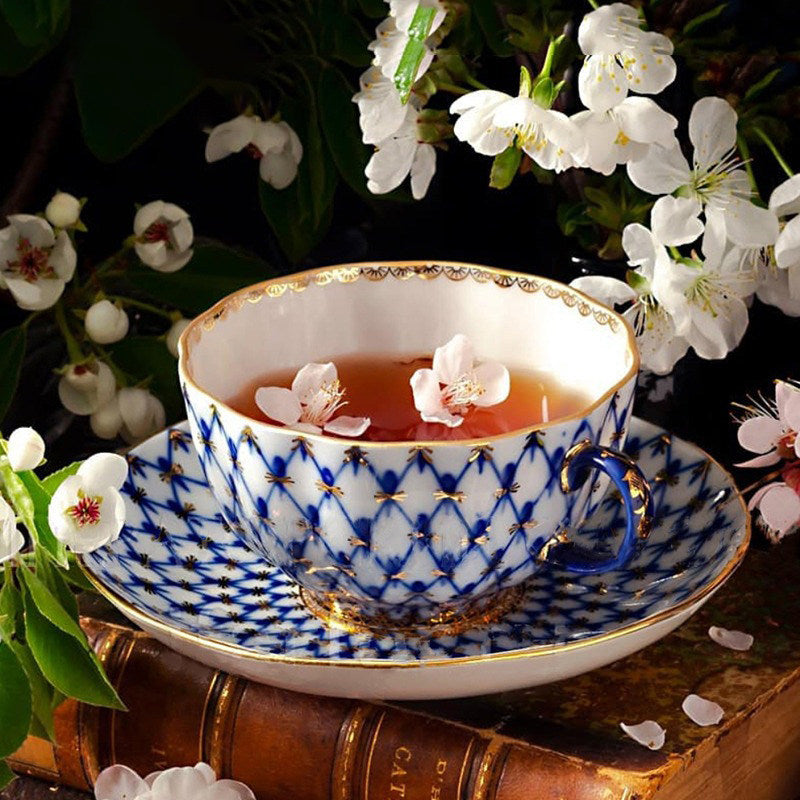 LOMONOSOV Cobalt Blue Handcrafted Porcelain Tea Set