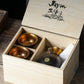 Jinpo Handcrafted Kinsai Gold Ochoko Sake Set with Wooden Box