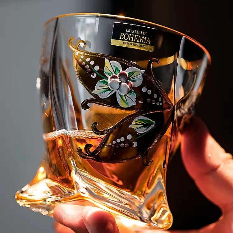 Bohemia Crystalite Butterfly Whisky Decanter Set