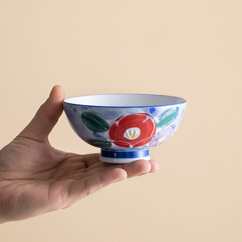 Hatsuichi Mino Ware Handcrafted Floral Bowl Set of Five